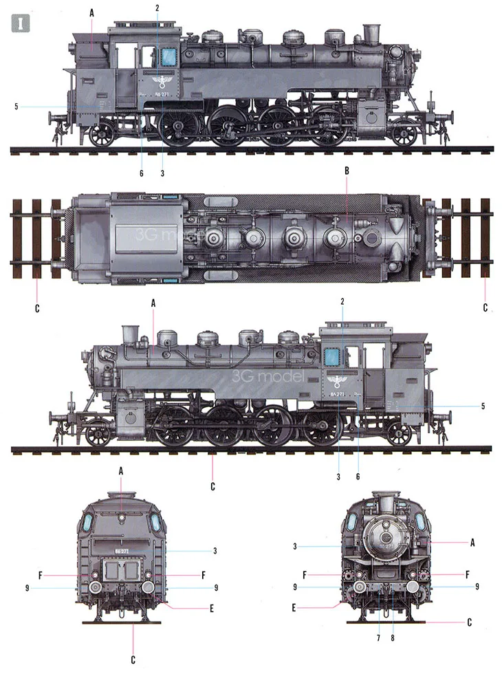 DIY Сборная модель поезда 82914 1/72 немецкий BR86 паровоз