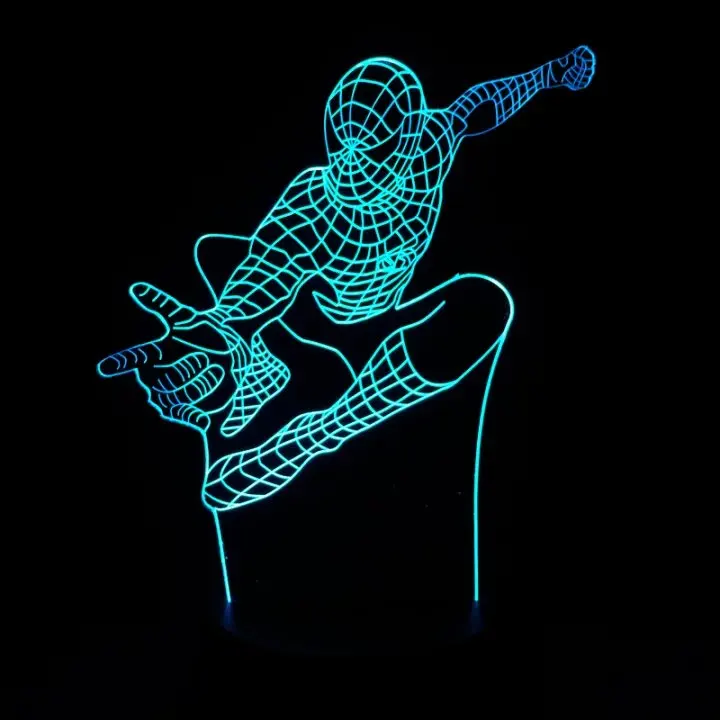  Marvel Superhero Spiderman 3D Table Lamp Optical Illusion Night Light 7 Colors Changing Mood Lamp S - 32669451125