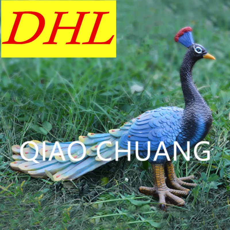 

Simulation Colored Drawing Peafowls Sculpture Model Colophony Crafts Doll Garden Landscape Furnishing Articles G1050