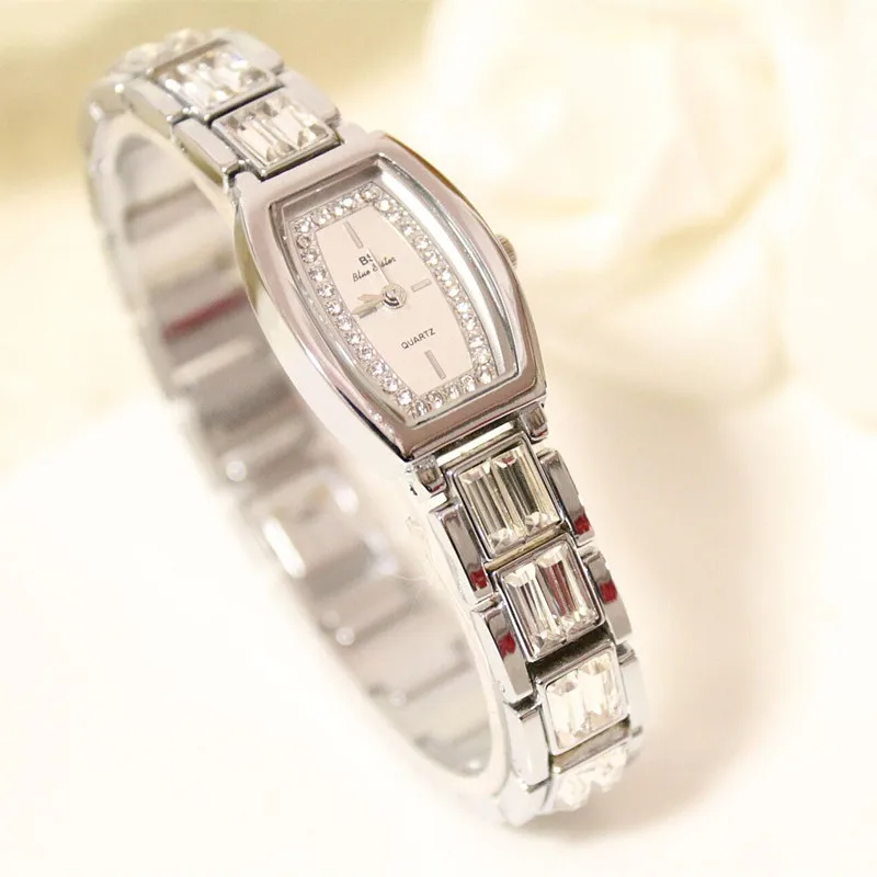Новые популярные часы с австрийскими кристаллами, женские часы с бриллиантами, лучшие женские часы, брендовые модные золотые часы, деловые кварцевые часы - Цвет: silver