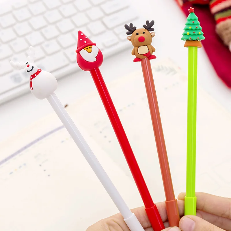 Милые 0,5 мм черные чернила, Рождественская олень, гелевая ручка для детей, школьные канцелярские принадлежности,, милые ручки, рекламный подарок