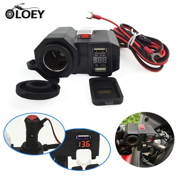

OLOEY Dual USB Motorcycle Cigarette Lighter Socket Outlet Scooter Adapter Splitter Power Port USB Charger Moto Cigarette Lighter