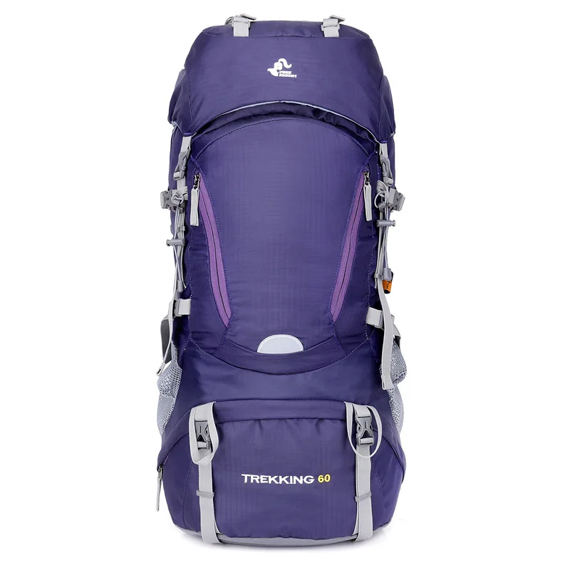 

60L Nylon Climbing Backpack Internal Frame Bag with Free Rain Cover 1.3Kg Waterproof Backpack for Hiking Camping WX132
