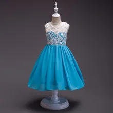 Venta al por menor 2017 verano encaje chaleco niñas vestido bebé niña princesa vestido 3-14 AÑOS NIÑOS ropa niños fiesta ropa para las niñas(China)