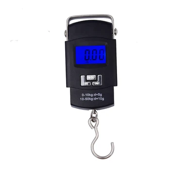 

10 pcs 50kg x 5g mini portable electronic scale weight luggage Fishing Kitchen scale digital LCD display hanging hook scale