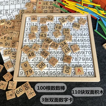 

Montessori teaching aids mathematical calculation Chinese character cognitive domino 1-100 digital continuous board