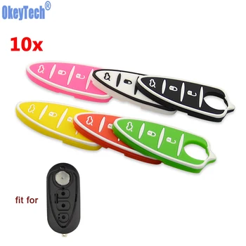 

OkeyTech 10PCS/LOT Silicone Key FOB Shell Cover Case Rubber Pad 3 Buttons For Alfa Romeo Mito Giulietta 159 GTA Flip Remote Key