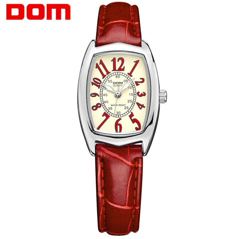 DOM Элитный бренд водостойкие Стиль Часы кварцевые кожа для женщин reloj de las mujeres
