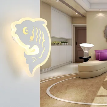 

Simple Bedroom Bedside LED Wall Lamp Creative Aisle Lamp Living Room Carp Acrylic Lamp Children Room Light Free Shipping