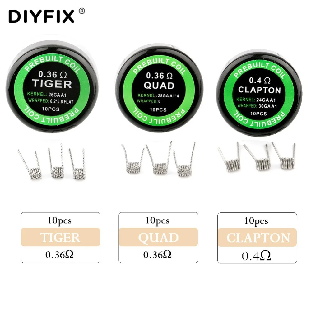 10 шт./лот A1 готовая катушка Tiger QUAD HIVE Fused Alien Clapton проволока нагревательного