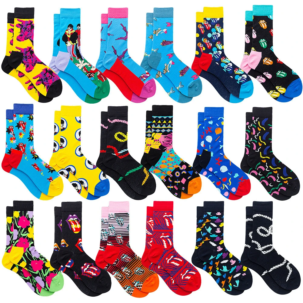 

PEONFLY 1 Pair Men Socks Cotton Funny Crew Cartoon Animal Fruit Women Socks Novelty Gift Socks Autumn Winter Avocado
