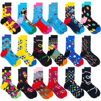 

PEONFLY 1 Pair Men Socks Cotton Funny Crew Cartoon Animal Fruit Women Socks Novelty Gift Socks Autumn Winter Avocado