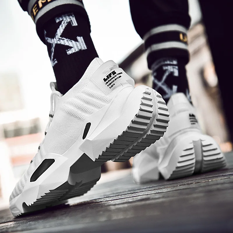 buy Men Shoes Hip Hop Fashion Male Flying Weaving Breathable Casual Chunky Sneakers Mans Trainers Tenis Zapatos De Hombre