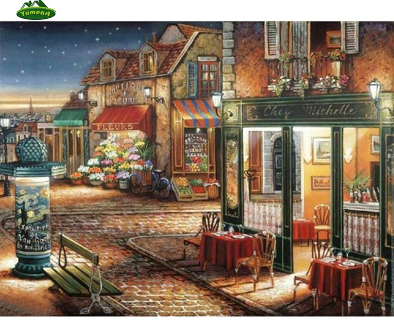 Yumeart 5D Diamond Embroidery Landscape Street Resin Beads Wall Paper Cross Stitch Kits Handcraft Creative Crystal Euopean Style | Дом и сад