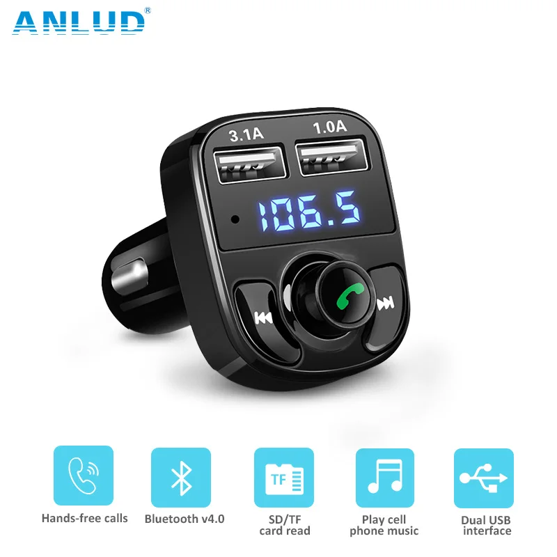 ANLUD Handsfree FM Transmitter LCD Display 5V 3.1A USB Charger Wireless