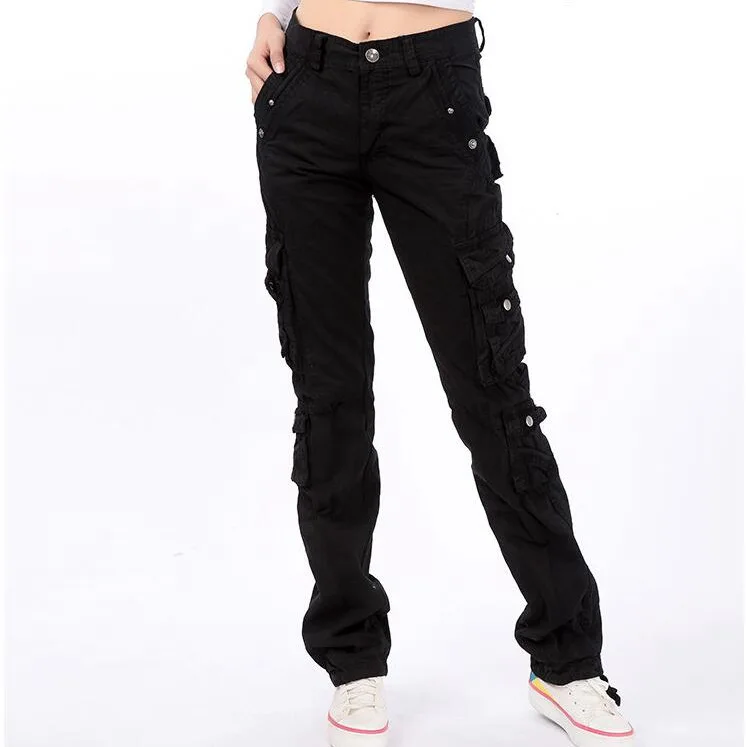 0905 черные брюки в стиле хип-хоп, женские повседневные джоггеры, уличная одежда, плиссированные брюки-карго с несколькими карманами, военные свободные брюки размера плюс