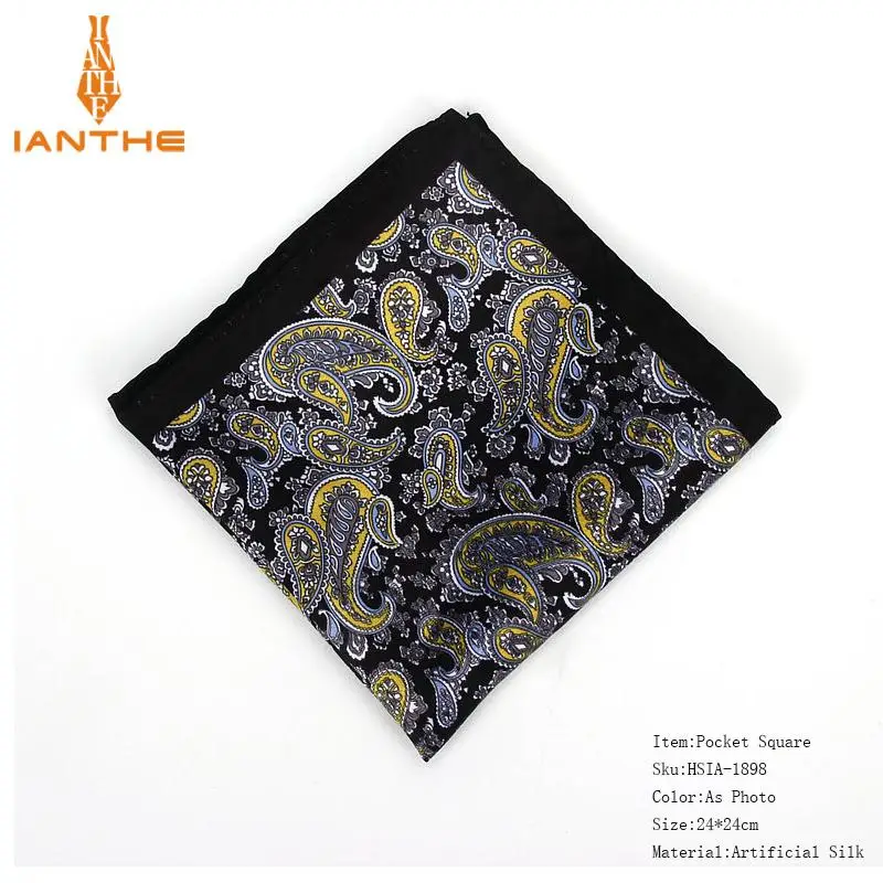 Для мужчин платок Винтаж Пейсли Print Pocket Square полиэстер, шелк, мягкий платки Свадебная вечеринка Бизнес груди Полотенца Hanky подарок - Цвет: IA1898