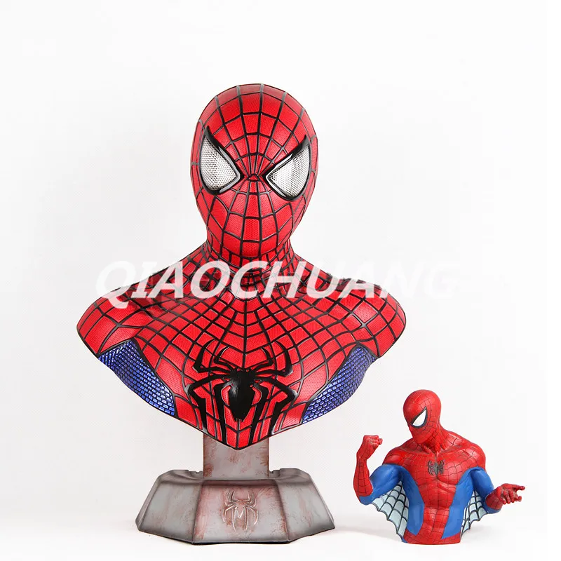 

Statue Avengers Superhero Bust 1:1 LIFE SIZE Spider-Man Peter Parker Half-Length Photo Or Portrait Resin Collectible Model Toy