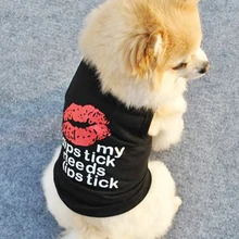 Dog Clothes For Pet Dog T-shirt Clothing Cool Cute Doggy Vest Supply Pet Clothing Lipstick Pattern Small Dog Coat Apparel 40