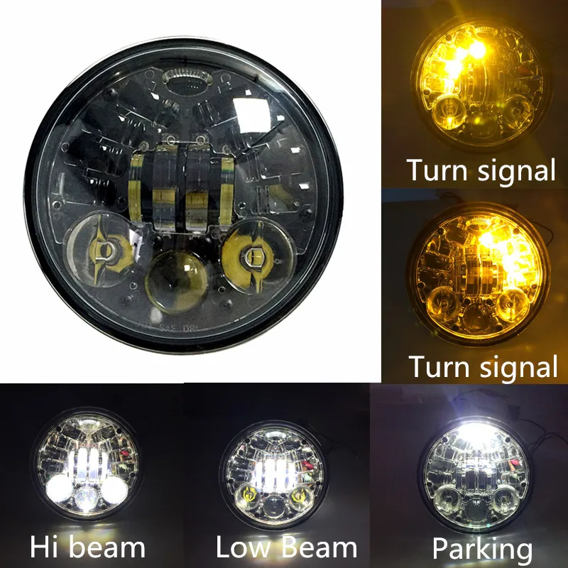 

5 3/4" Harley Headlight 5.75inch Round Headlight conversion kits with Parking light & turning signal amber eye for Harley
