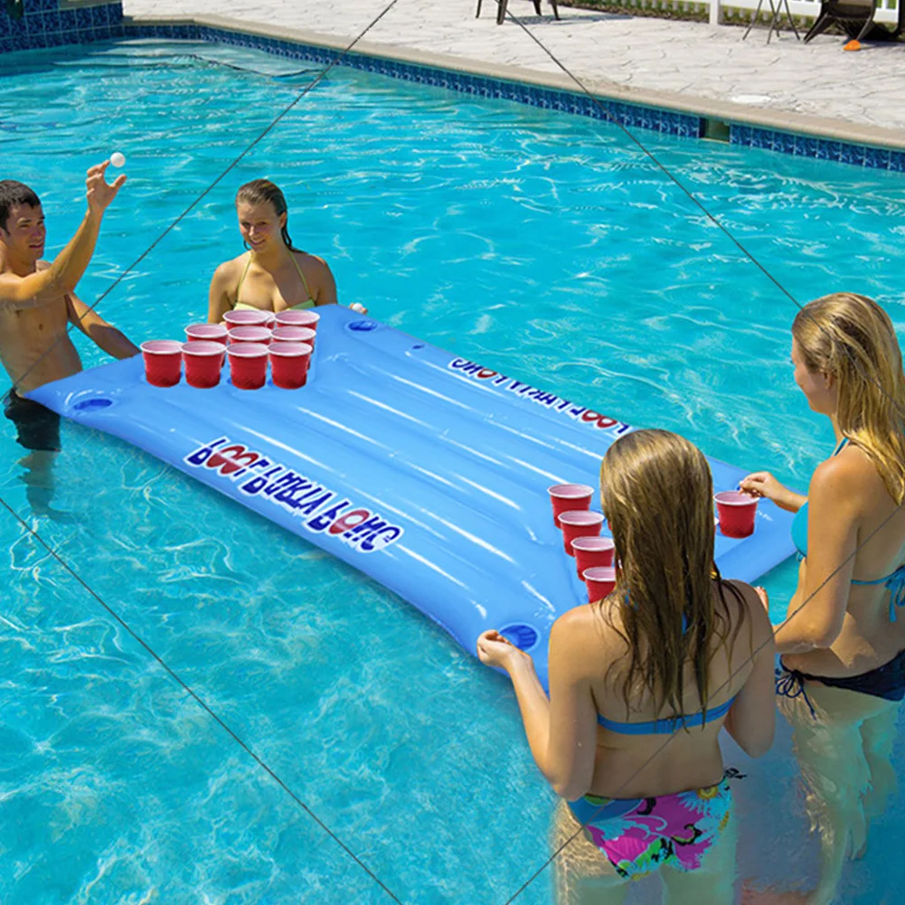 Inflatable Ice Bucket Cooler Float Water Sports Air Mattress swimming Pool 24 Cup Holder Beer Pong Table Drinking Game Lounge#2