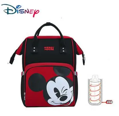 Disney Mummy Bag Women Multi-Function Nappy Baby USB Bottle Insulation Maternity Bag Large Capacity Diaper Backpack Red New - Цвет: 7