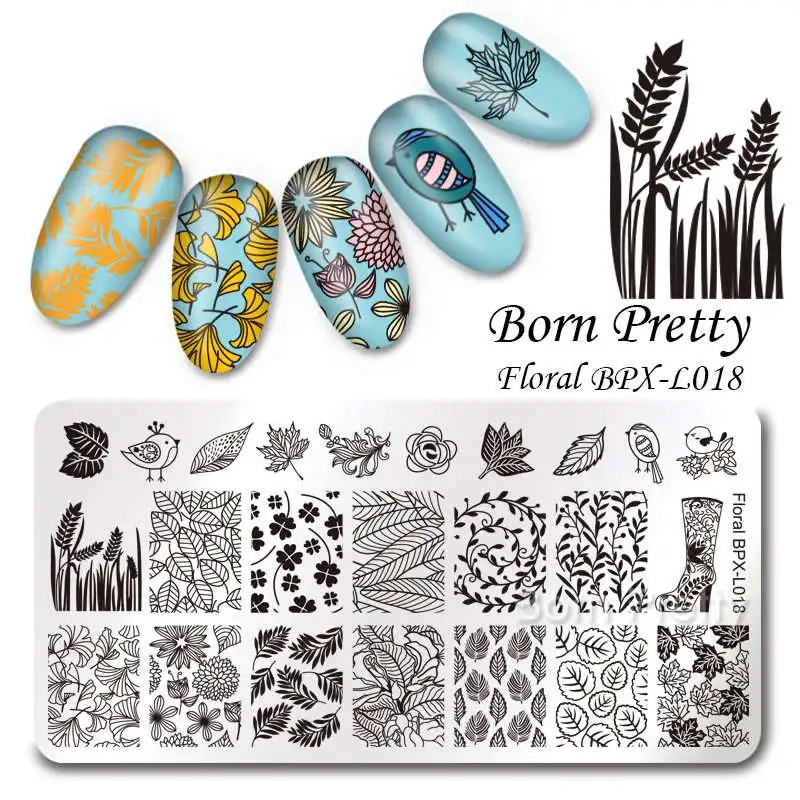 BORN PRETTY прямоугольные пластины для штамповки ногтей Ghost Stamp шаблон из нержавеющей стали дизайн ногтей изображение трафарет Хэллоуин тема - Цвет: BPX-L018