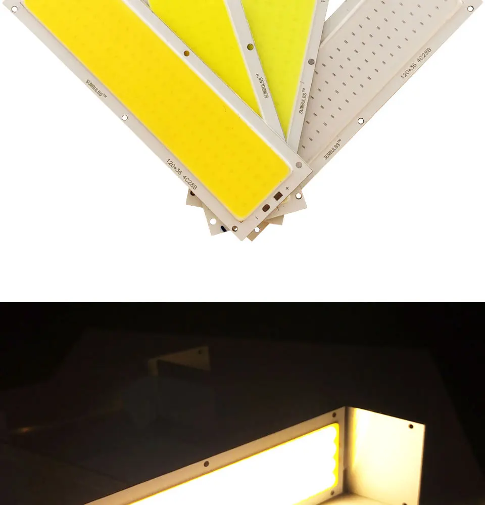 10W LED COB Strip Light Bulb Lamp 1000LM DC 12V White Blue 120x36mm LED Chip car Light Source for DIY (9)