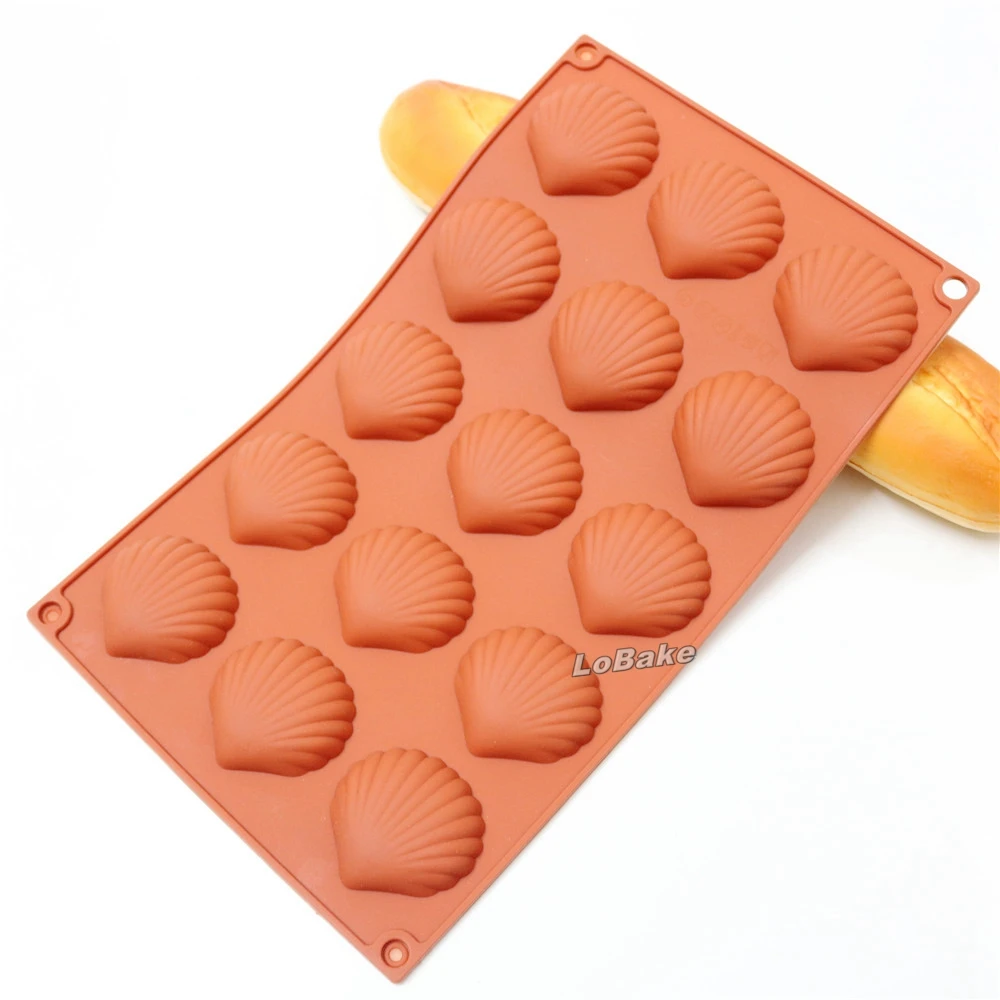 

Latest 15 cavities shell shape silicone cake mold muffin cupcake candy cookie biscuit moldes silikon form cake decorating