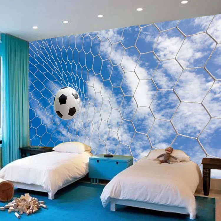 

3D visual sports football theme decorative mural TV background wall KTV bar football club wallpaper papel de parede