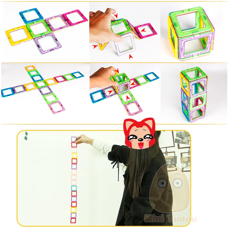 Продажа Мини 200 шт. 46 шт. Магнитная дизайнерская игрушка конструктор для мальчиков и девочек, магнитные строительные блоки, Магнитные Развивающие иг...