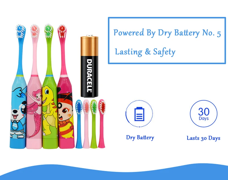 Детская электрическая зубная щетка с игривыми цветами превосходная Чистящая способность зубная щетка безопасный материал мультяшная мини зубная щетка