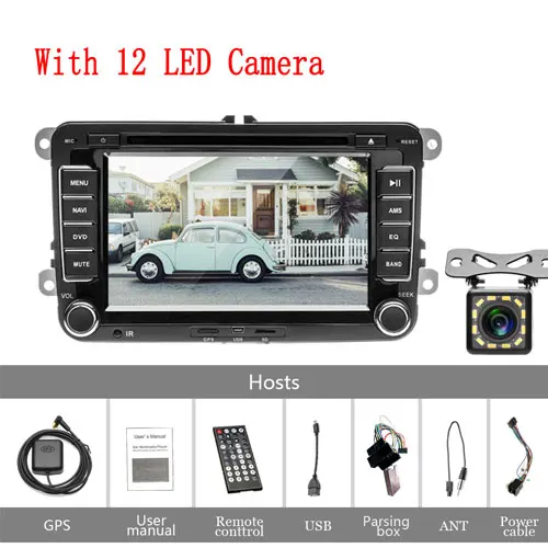 Podofo 2 Din " автомобильный DVD gps Авто Радио стерео плеер для Volkswagen VW golf 6 Passat b6 B7 Touran polo Tiguan seat leon skoda - Цвет: With 12 LED Camera