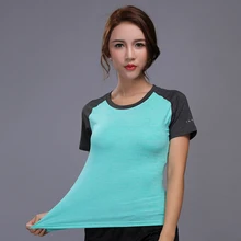 Женская рубашка для йоги для фитнеса, бега, занятий спортом, Спортивная футболка, быстросохнущие дышащие упражнения с коротким рукавом и круглым вырезом