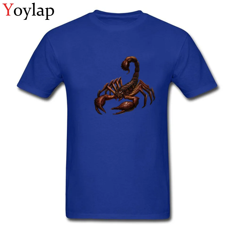 Men T Shirt Faddish Summer Tops T Shirt Summer/Fall 100% Cotton Crew Neck Short Sleeve Simple Style scorpion12117 Tee Shirts blue