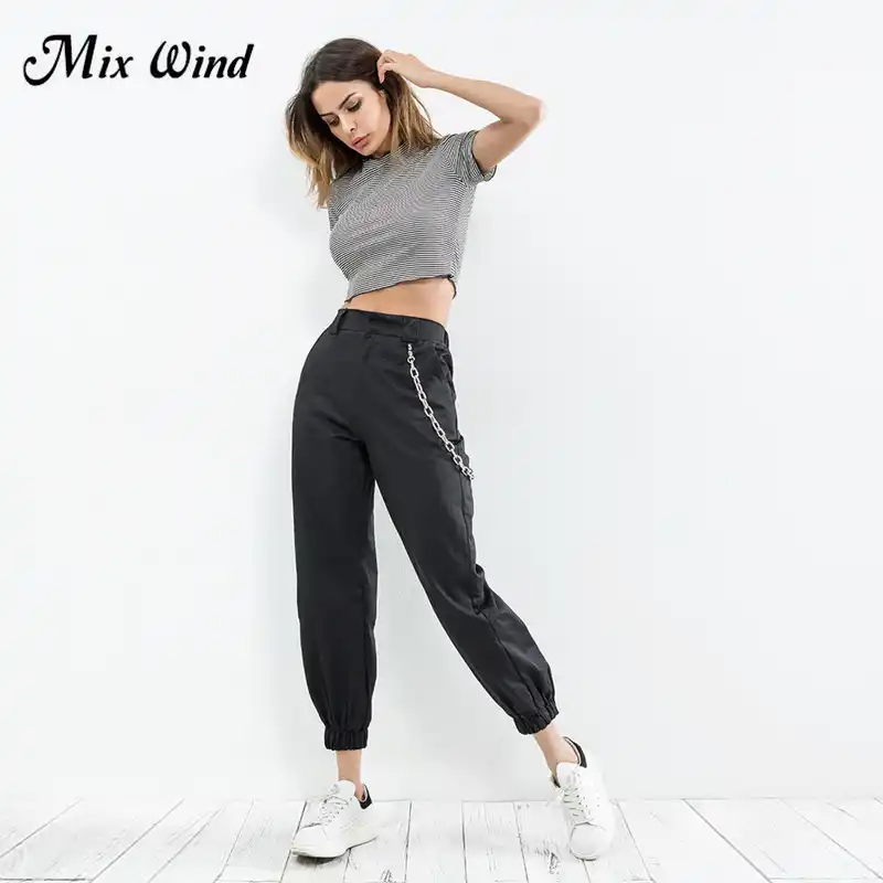 track pants with chain pockets