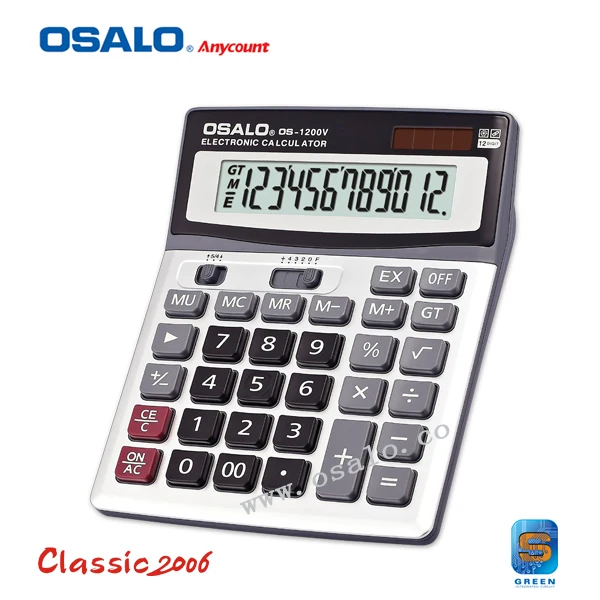 OS 1200V Large LCD Screen 12 Digits Electronic Solar Desktop Calculator Multi function Auto Power Off