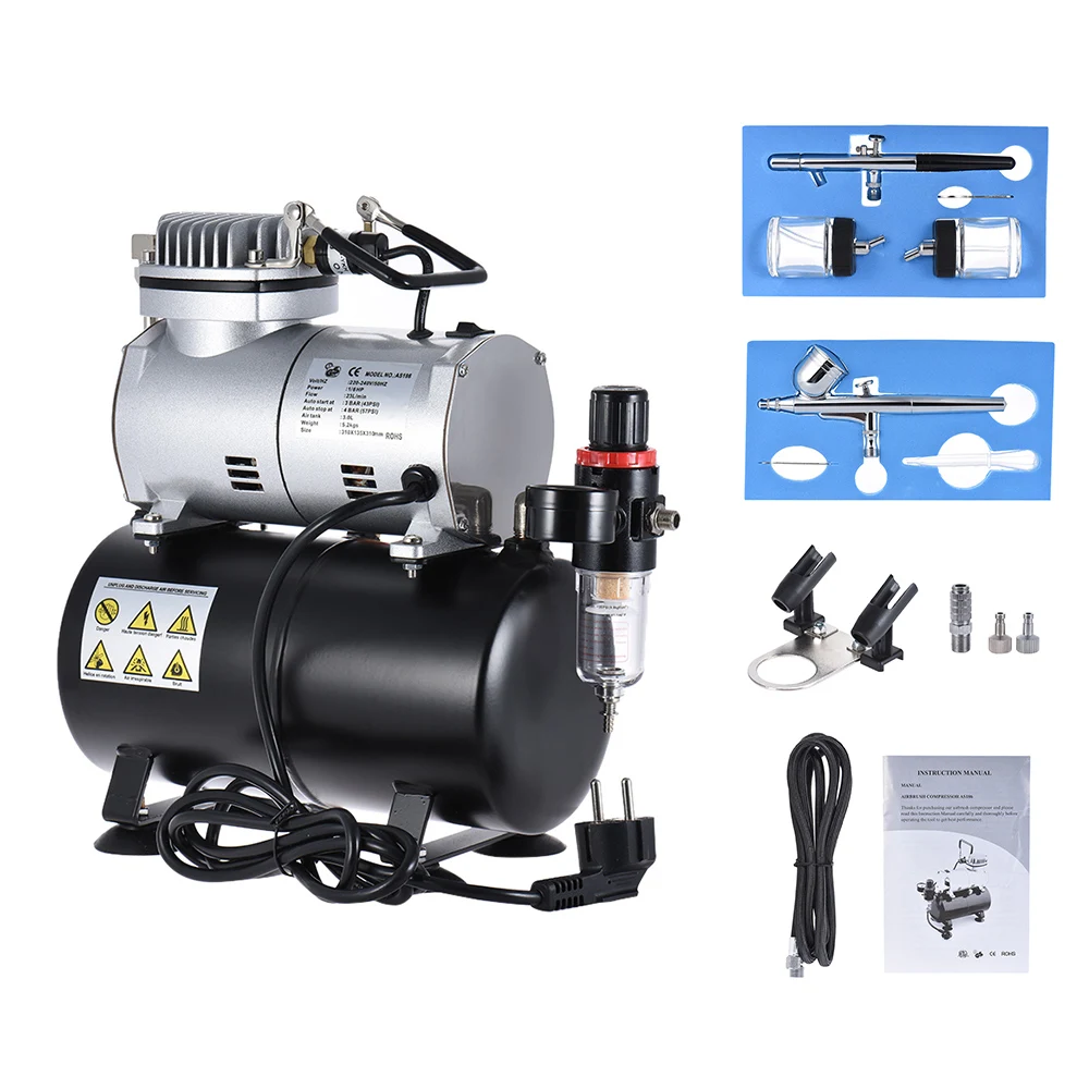 Airbrush compressor set 1/6 HP Airbrush compressor with gas tank Oil less Quiet High Pressure