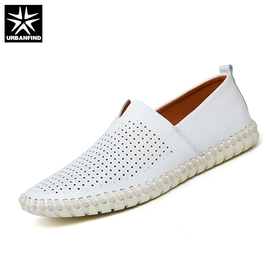 URBANFIND/летние мужские кожаные лоферы без шнуровки большие размеры 38-47