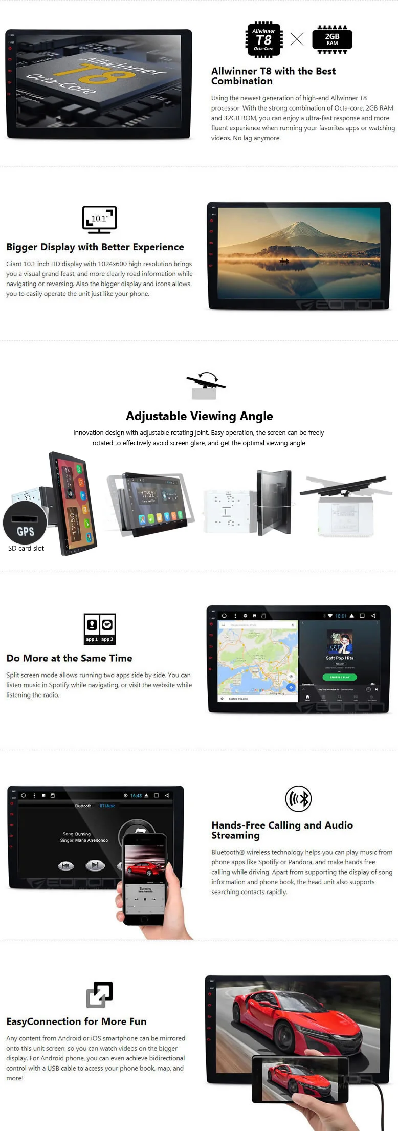 Clearance 10.1" Octa Core 2GB RAM 32GB ROM Android 7.1 Nougat OS Double Din Car Navigation GPS 2 Din Car Multimedia Two Din Car Radio 1