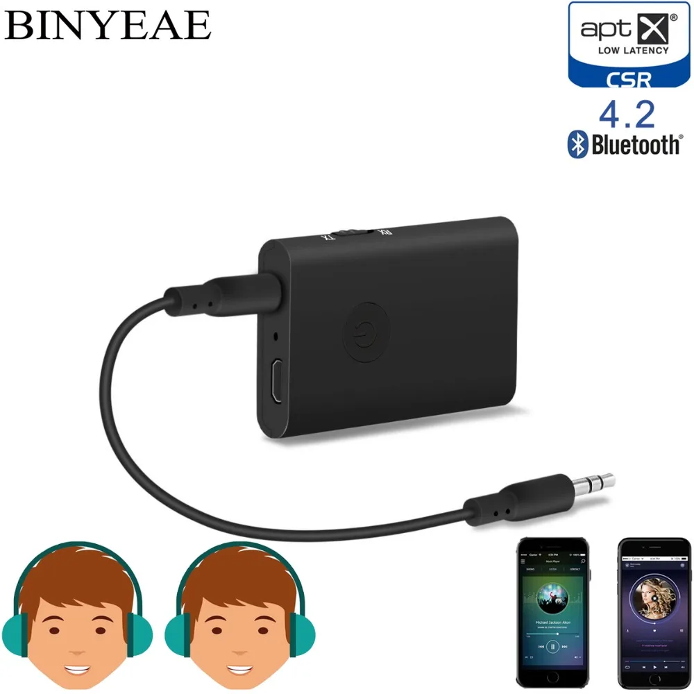 Binyeae Bluetooth 4 2 Aptx Low Latency Aux 3 5mm stereo Audio Transmitter font b Receiver