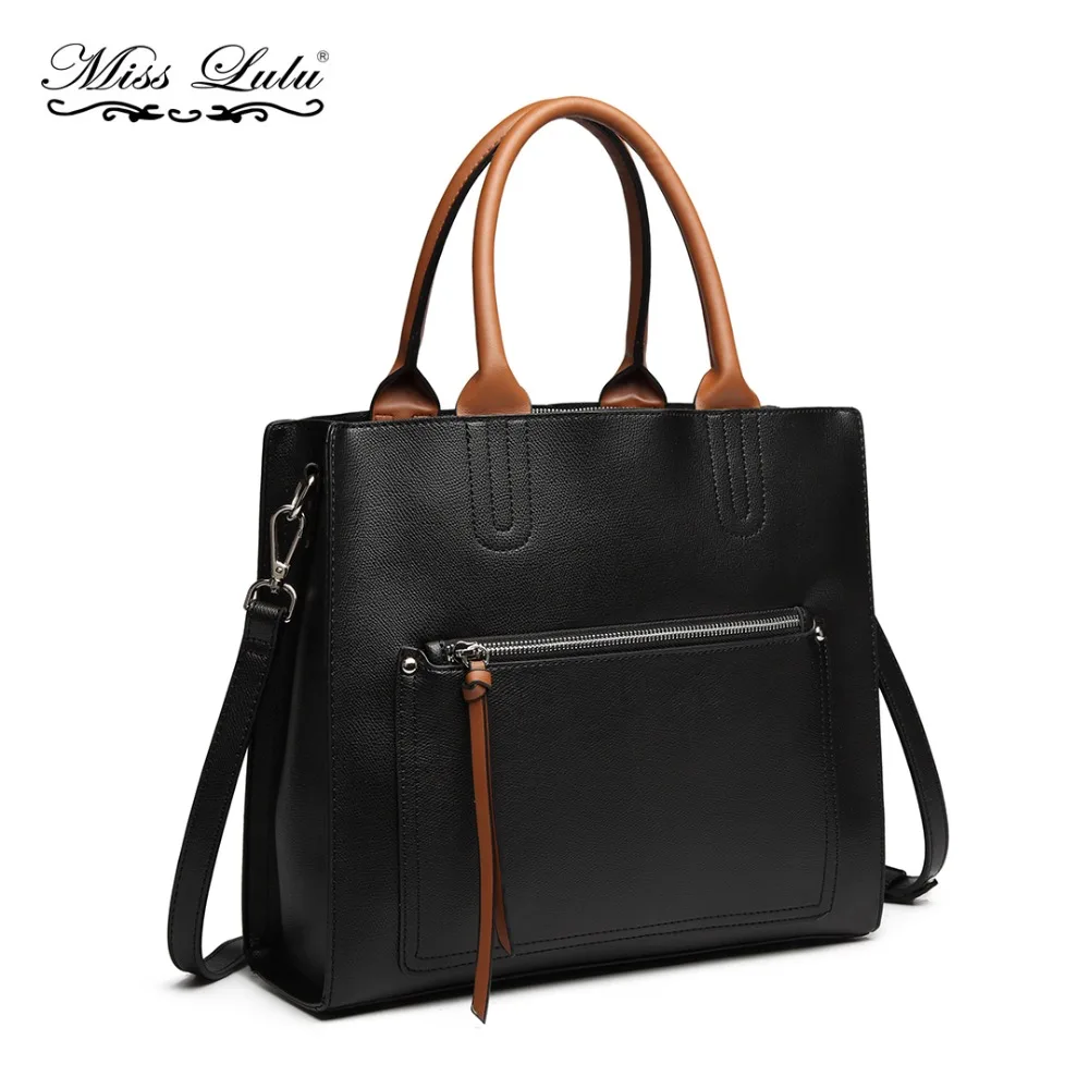 

Miss Lulu Women Handbags Purses Shoulder Bags Ladies Fashion PU Leather Top-handle Totes Crossbody Messenger Bag Black LT6860