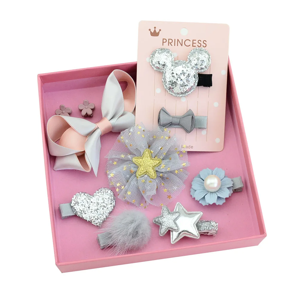 Fashion Children's Headwear Set Gift Boxed Princess Girls Hairband Flower Bow Crown Hairpin Set Hair Accessories (7)