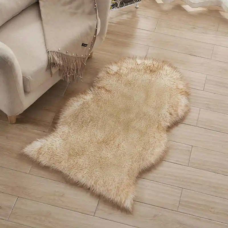 Faux Sheepskin Silky Rug Handmade Artificial Wool Carpet (8)