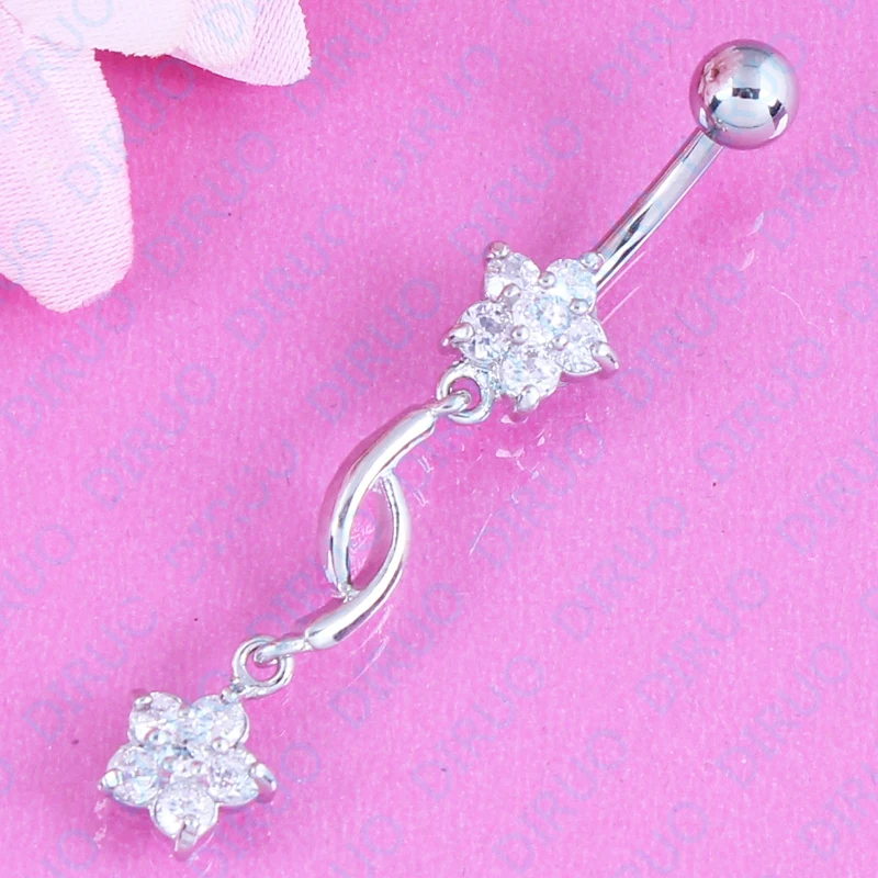 Buy Stainless steel Zircon Flower belly ring body