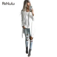 RichLuLu Сплошной Белый Blazer Женщины Пояс Одежда Офис Дамы С Длинным Рукавом Элегантный Пиджак Женский Глубокий V-образным Вырезом Пиджак Кардиганы
