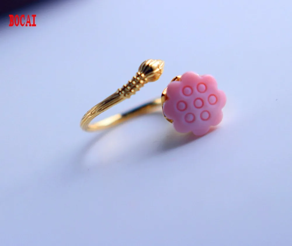 

Lotus ring European and American style natural shell jewelry S925 sterling silver jewelry