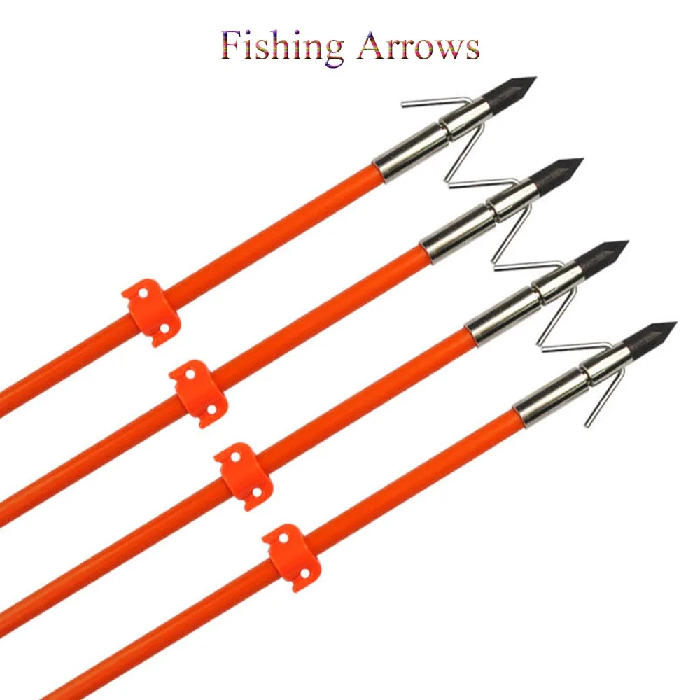 3Pcs 34" Fishing Arrows Fiberglass 8mm Solid Shaft Safe Slides Bow