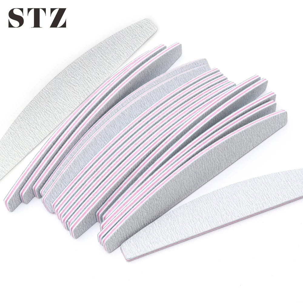 

STZ 5pcs/Set Nail Files 100/180 Disposable Buffing Sanding Manicure Pedicure Buffer Block Grey Half Moon Gel Polishing Tool #831