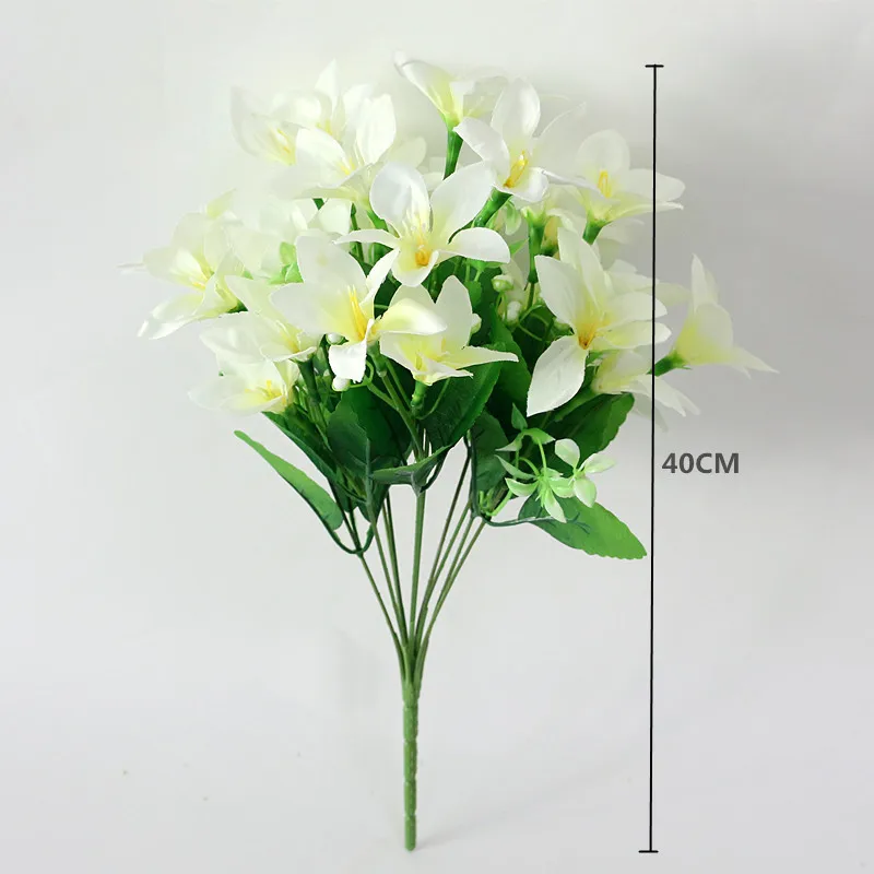 Flone Multicolor Artificial Lily Flower Fake Plastic Silk Flowers Bridal Bouquet Wedding Wreath Home Party Decor Art Floral (15)